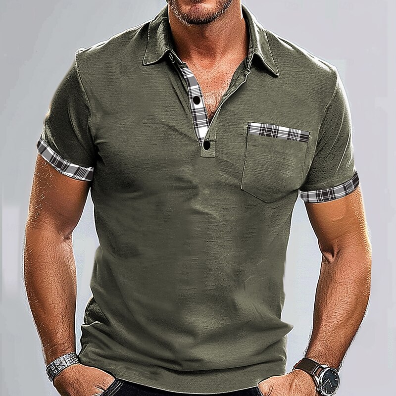 Men's Graphic Polo Short Sleeve Polo Shirts Collared Shirts Business Casual Outdoor Athleisure Daily Wear Buttons 3D Print Summer Blue Brown Army Green