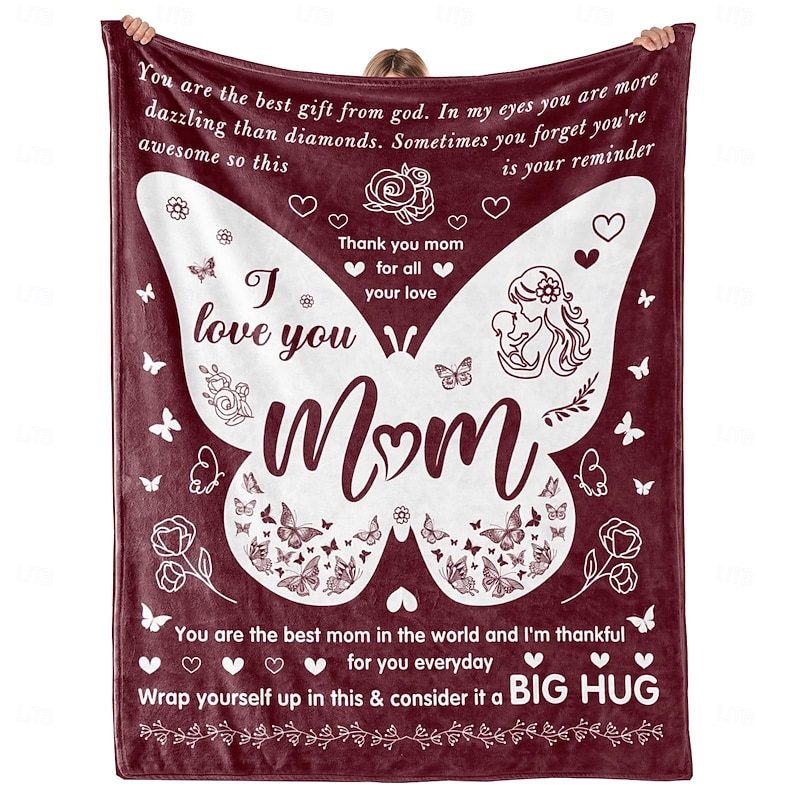 Mother's Day Blanket, A Letter to Mom, Mother's Day Gift  Soft and Cozy Throw, Perfect Gift for Mom, Floral or Heart Design, Warm and Comfortable