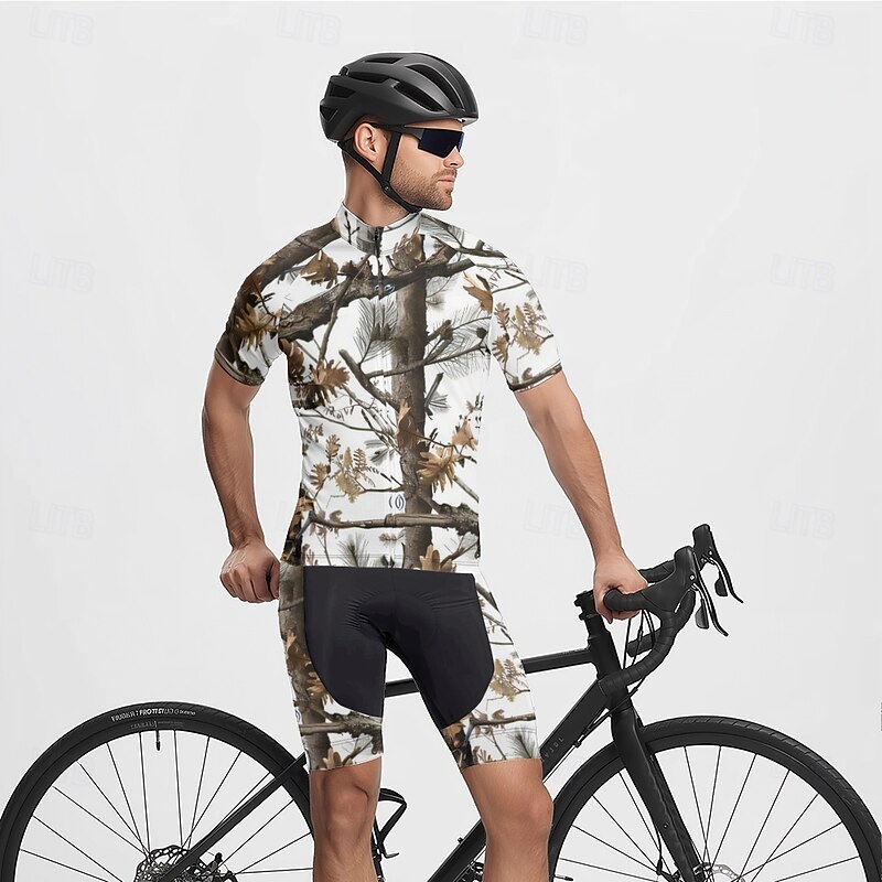 Men's Cycling Jersey Graphic Short Sleeve Bike Tee Tshirt Jersey with 3 Rear Pockets Mountain Bike MTB Quick Dry Anatomic Design Wicking Breathable Sports Black White Grey Clothing Apparel3