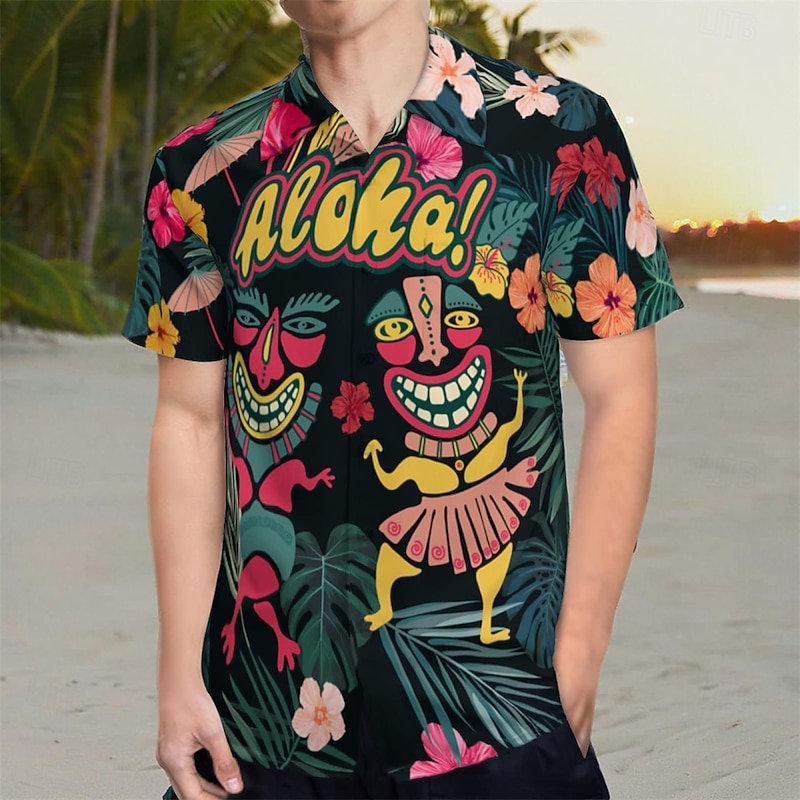 Retro Vintage 1970s Shirt Aloha Shirt Hippie Graphic Fancy Dress Men's Vacation Party Pride Parade Adults' Shirt