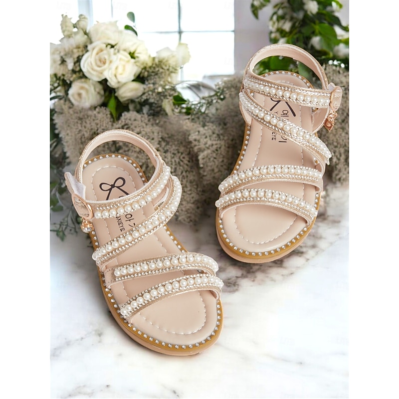 Pearl-Strap Sandals for Girls – Stylish Wedding Footwear for Flower Girls