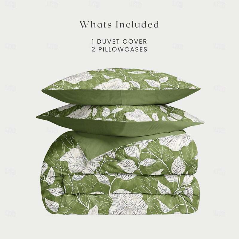 Floral Pattern Duvet Cover Set Comforter Set Soft 3-Piece Luxury Cotton Bedding Set Home Decor Gift King Queen Full Sizehree Piece Set2