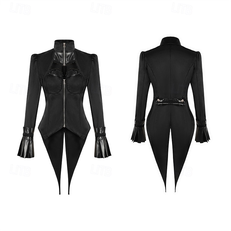 Retro Vintage Punk & Gothic Steampunk Coat Masquerade Tuxedo Vampire Plague Doctor Lace Fancy Dress Women's Halloween Carnival Masquerade Party Halloween Adults' Coat2