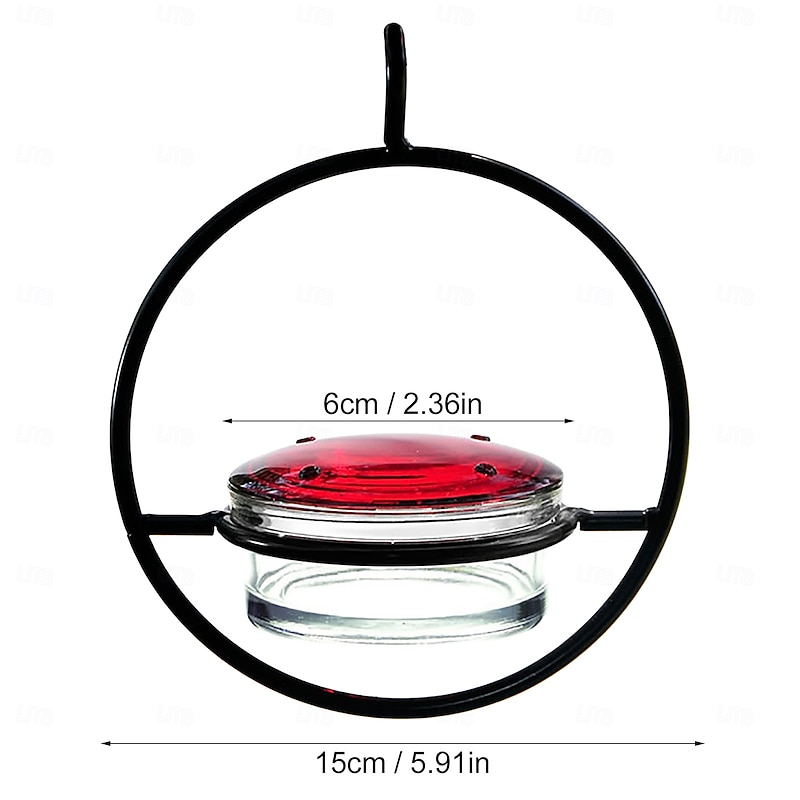 Hummble Slim Hummingbird Feeder Circular Hanging Hummingbird Feeder, Glass Bottle Humming Bird Feeder with Circular Metal Frame and Perch, Outdoor Hanging Humming Bird Feeder3