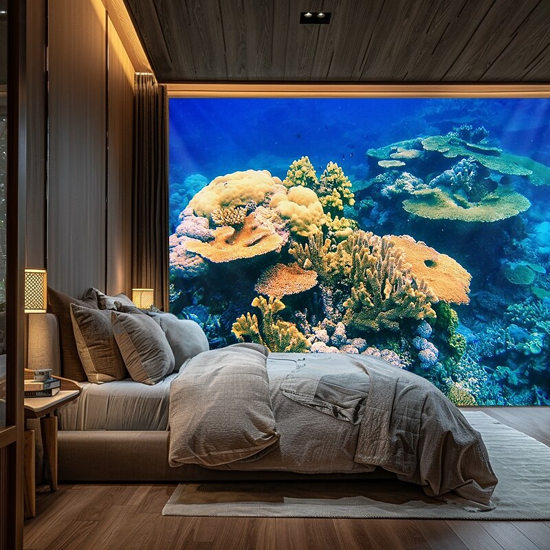 Landscape Ocean Fishes Hanging Tapestry Wall Art Large Tapestry Mural Decor Photograph Backdrop Blanket Curtain Home Bedroom Living Room Decoration4