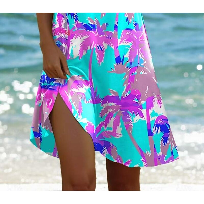 Women's Mini Dress Casual Dress Bohemia Vacation Tropical Cap Sleeve Vacation Holiday Beach Regular Fit Ombre Graphic Tropical Short Sleeve Crew Neck White Pink Blue Purple Summer Spring3