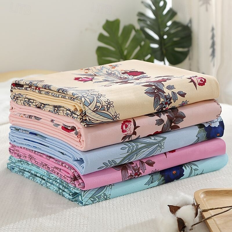 Blue Colorful Floral Flower Printed Cotton Flat Sheet Bed Sheet for Spring Summer4