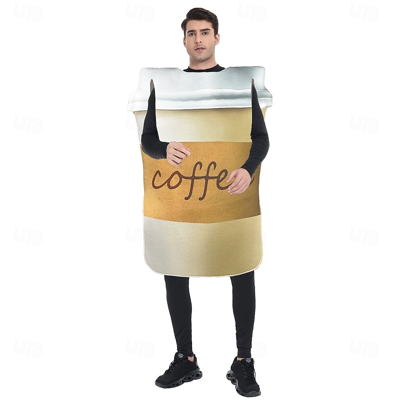 Coffee Halloween Cosplay Costume Outfits Funny Costumes Cosplay Adults' Men's Women's Halloween Carnival Mardi Gras Performance Party Easy Halloween Costumes Dress Up2