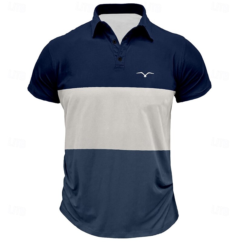 Men's Striped Rugby Polo Short Sleeve Polo Shirts Collared Shirts Casual School Outdoor Athleisure Daily Wear 3D Print Summer Spring Fall Red Blue Brown2