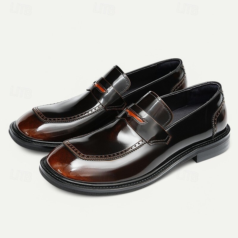 Men's Black Premium Cowhide Slip-On Loafers with Decorative Strap, Formal Style for Business and Special Occasions2