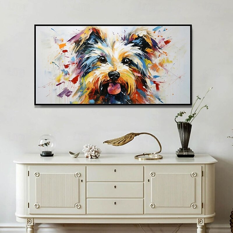 Handmade Oil Painting Canvas Wall Art Decoration Modern Abstract Cute Animal Puppy for Living Room Home Decor Rolled Frameless Unstretched Painting2
