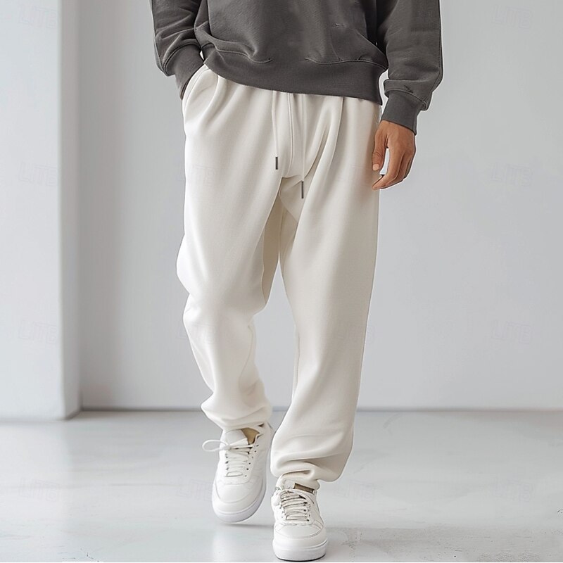 Men's 100% Cotton Athletic Pants Active Pants Active Joggers Solid Color Full Length Outdoor Home Sports Outdoor Sports Fashion Gray Green Black Micro-elastic