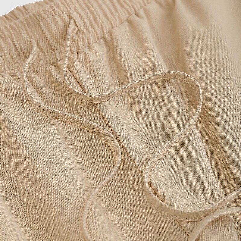 Men's Linen Pants Trousers Summer Pants Pocket Drawstring Elastic Waist Plain Comfort Breathable Full Length Outdoor Work Daily Fashion Classic Style Black Navy Blue Micro-elastic3