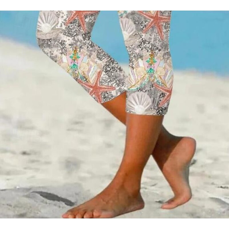 Women's Leggings Capri Pants High Elasticity Fashion Streetwear Full Length High Waist Floral Printing Thermal Warm Breathable Soft  Outdoor Daily Buff Summer Spring Regular Fit3