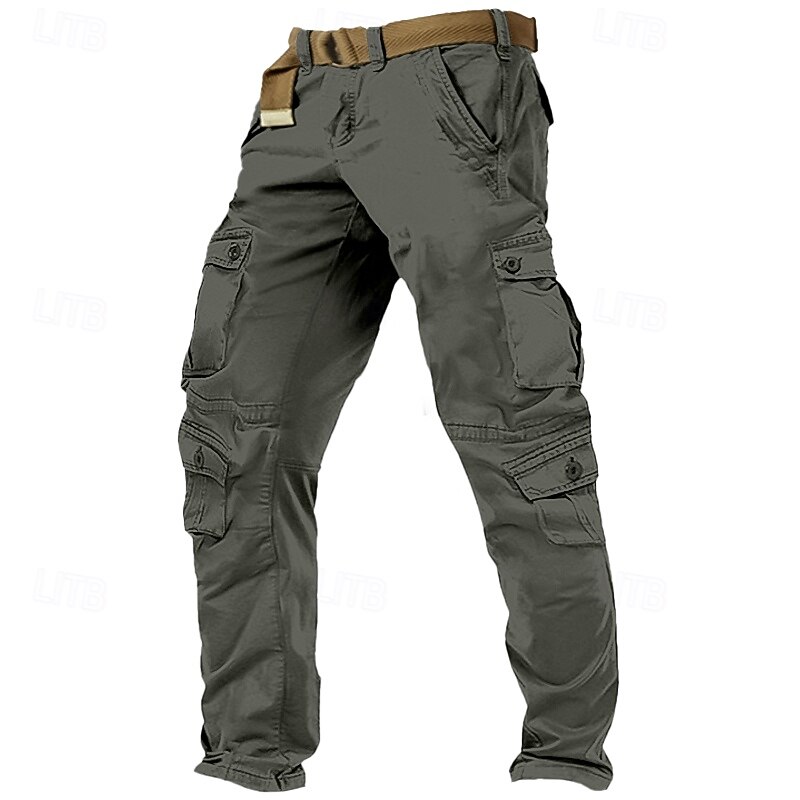 Men's Cargo Pants Cargo Trousers Work Pants Hiking Pants Straight Leg 8 Pocket Plain Moisture Wicking Wearable Full Length Outdoor Daily Camping & Hiking Fashion Streetwear Army Yellow Black2