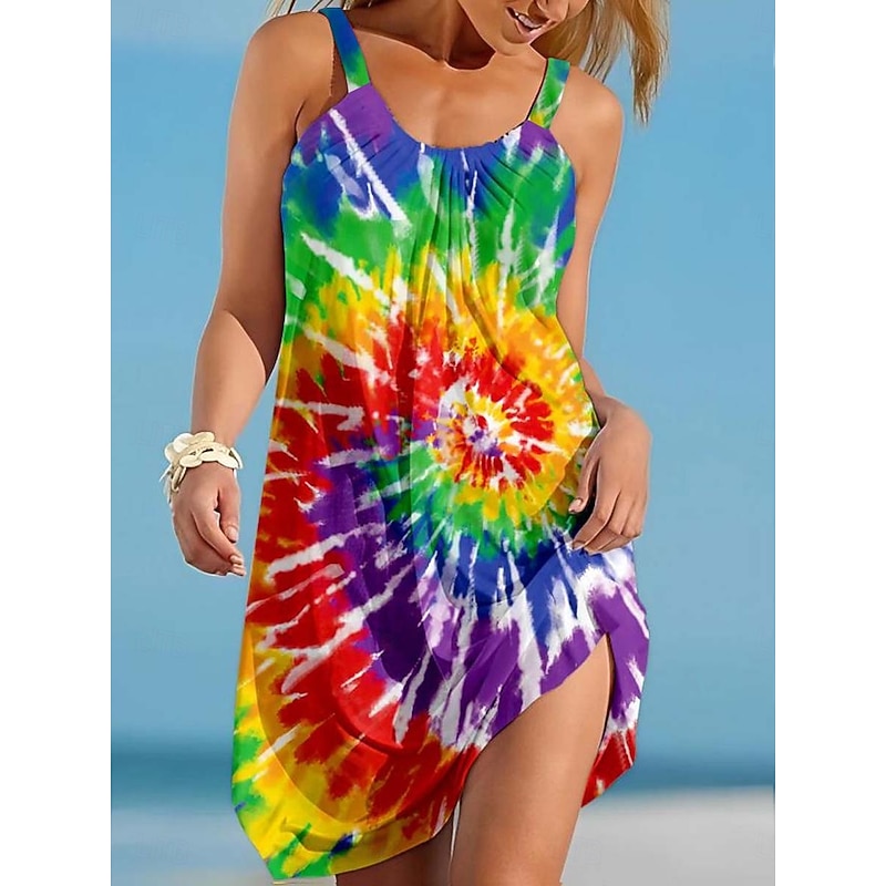 Women's Mini Dress Casual Dress Sundress Summer Dress Slip Dress Casual Vacation Loose Fit Floral Sleeveless Strap Colourful Black Blue Purple Summer