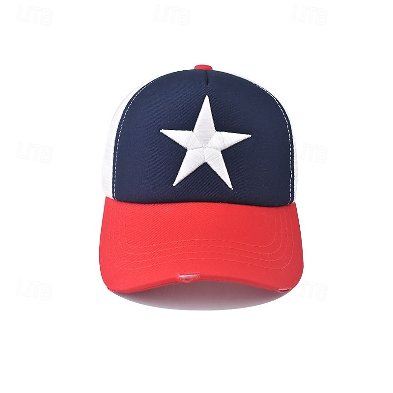 Men's Baseball Cap Sun Hat Trucker Hat Mesh Cap Black+Royal Blue Black Cotton Adjustable Fashion Daily Wear Festival Stars Casual / Daily2