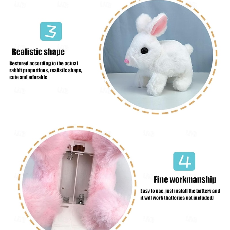My Realistic Bunny Toy, Interactive Bunny Easter Decoration Realistic Bunny Gift for Kids- Jumping, Twitching, and Shaking Ears, Bunny Realistic Bunny Toy, Bunbi Realistic Bunny4