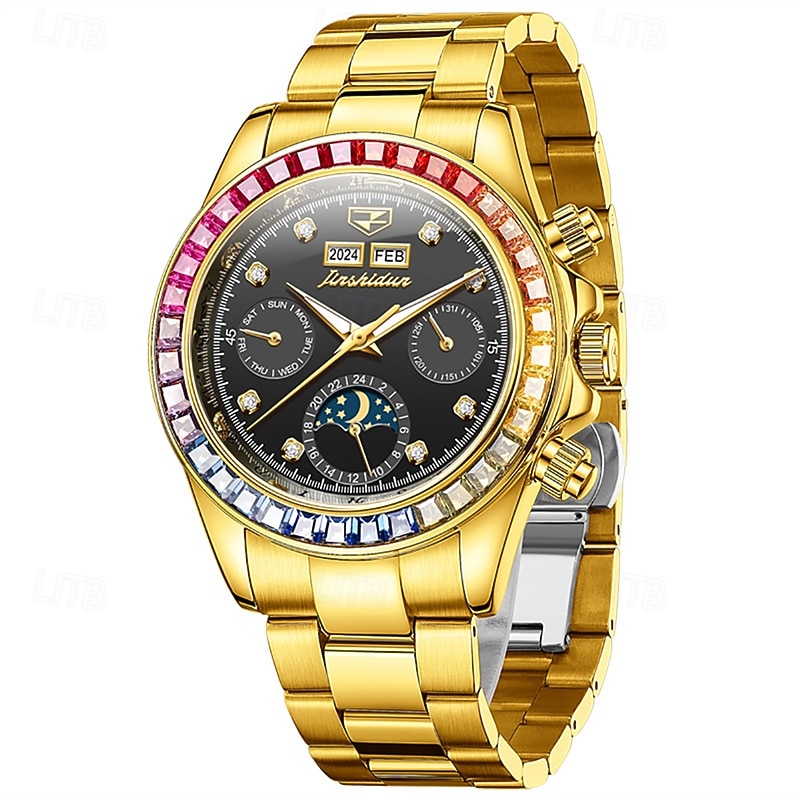 New Men'S Luminous Business Watch Perpetual Calendar Moon Phase Display Colorful Diamond Multi-Function Automatic Mechanical Watch Waterproof Sports Leisure Men'S Watch4