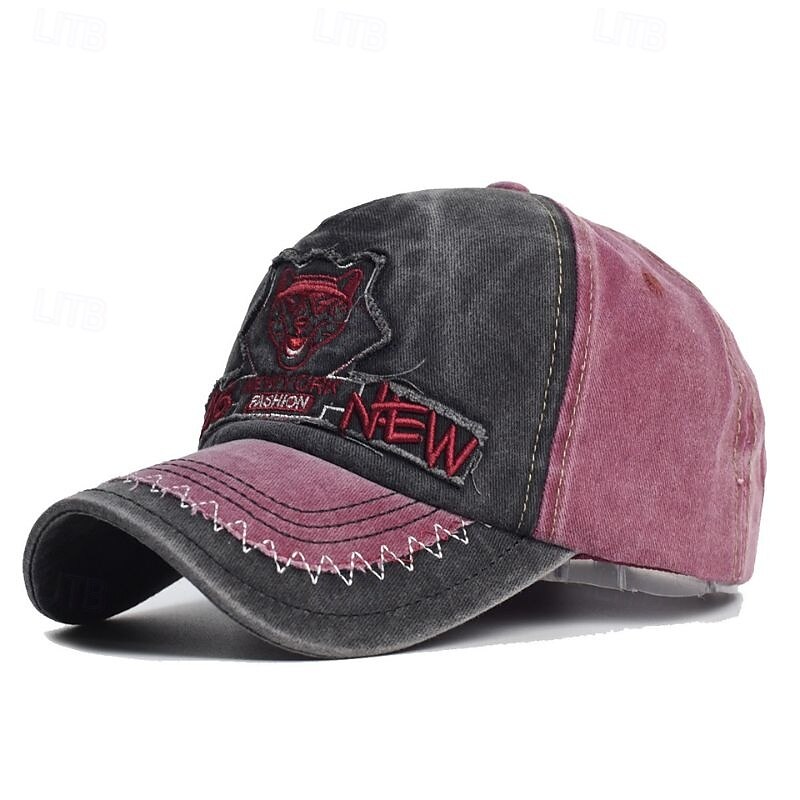 Men's Baseball Cap Sun Hat Trucker Hat Black Blue 100% Cotton Embroidered Fashion Casual Daily Weekend Wolf Letter Adjustable Sunscreen Breathable3