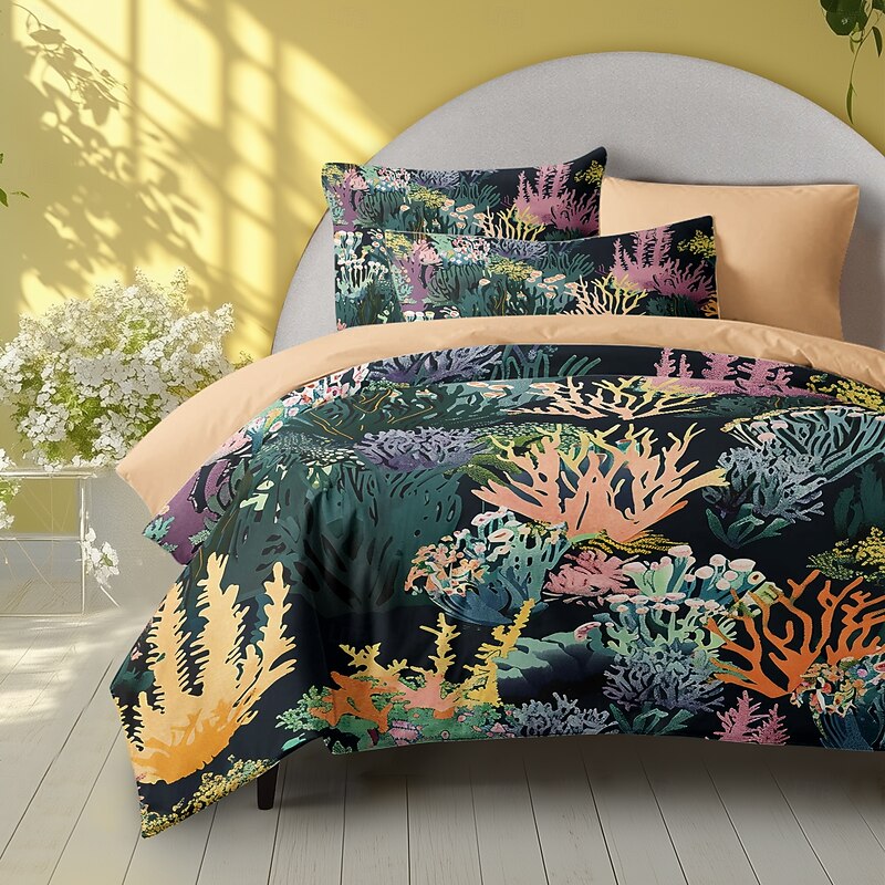 Tropical Plants Pattern Duvet Cover Set Set Soft 3-Piece Luxury Cotton Bedding Set Home Decor Gift Twin Full King Queen Size Duvet Cover