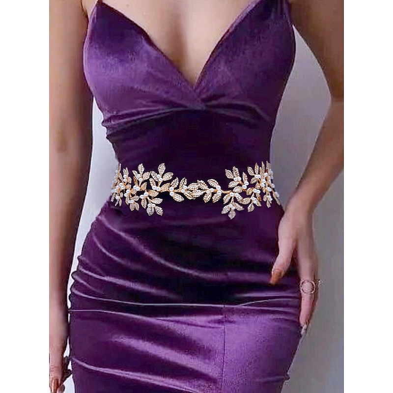 Elegant Gold Leaf Bridal Belt with Pearl Accents – Women's Wedding Accessory for Special Occasions, Parties and Ceremonies2