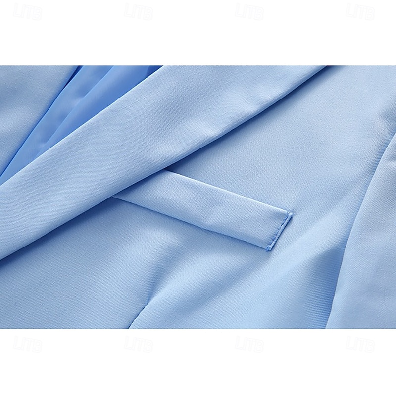 Men's Sport Coat Blazer Casual Wedding Party Fashion Casual Spring Fall Polyester Plain Pocket Comfortable Single Breasted Blazer Yellow Sky Blue3