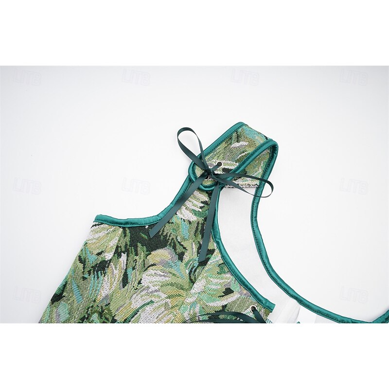 Retro Vintage Medieval Renaissance Corset Vest Bustier Lace up Floral Jacquard Fancy Dress Women's Celtic Fantasy Royal Christmas Halloween Carnival Party Casual Daily LARP Adults' Corset4