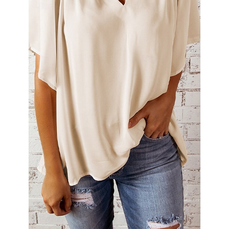 Women's T Shirt Plain Fashion Modern Casual Half Sleeve Crew Neck Regular Tops Daily Weekend Black White Wine Blue Green Summer2