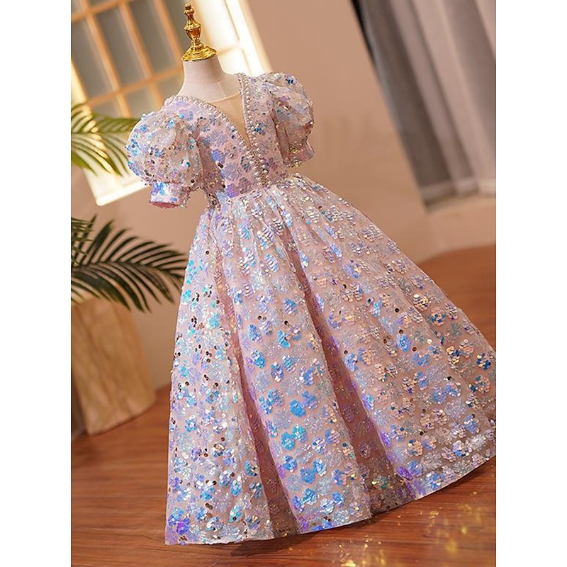 Ball Gown Short / Mini Flower Girl Dress Wedding Party Girls Cute Prom Dress Tulle with Embroidery Beach Fit 3-16 Years4