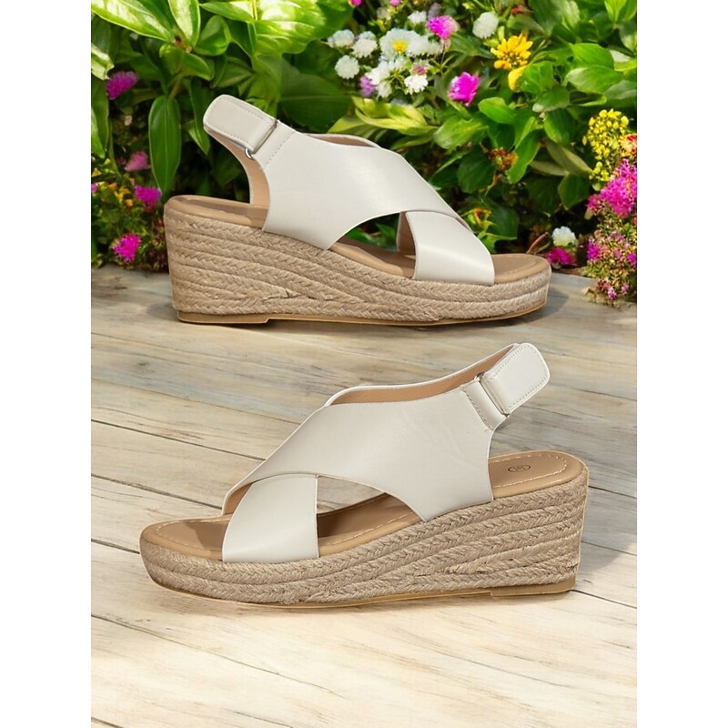 Black Espadrille Wedge Sandals for Women – Stylish Cross-Strap Design, Comfortable Summer Footwear, Perfect for Beach and Casual Outings4