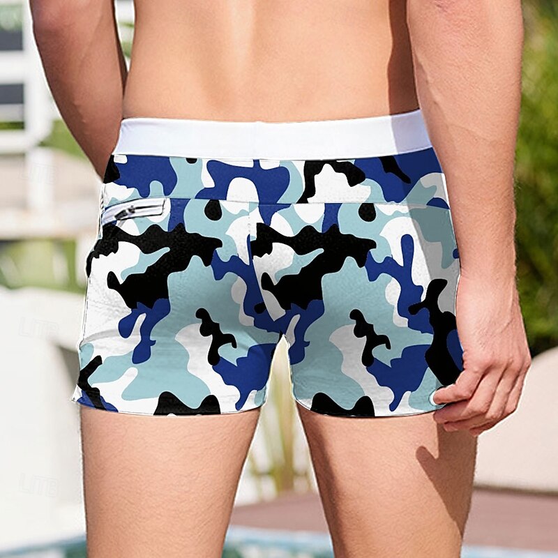 Men's Mixed Color Abstract Art Swim Trunks Swim Shorts Board Shorts Mid Waist 3D Print Hawaiian Surfing Holiday Beach Drawstring with Mesh lining Elastic Waist Designer Clothing Apparel2