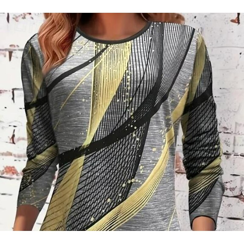 Women's T Shirt Floral Casual Short Sleeve Long Tops Daily Print Dark Gray Summer3