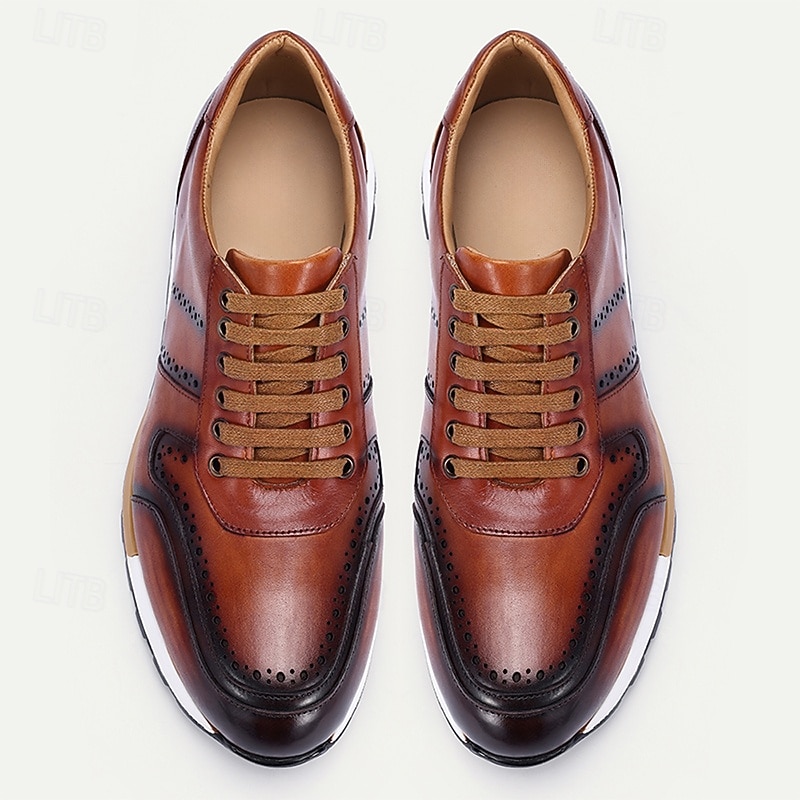 Men's Brown Premium Cowhide Sneakers with Perforated Detailing and Lace-Up Closure – Stylish Casual Shoes for Daily Wear4