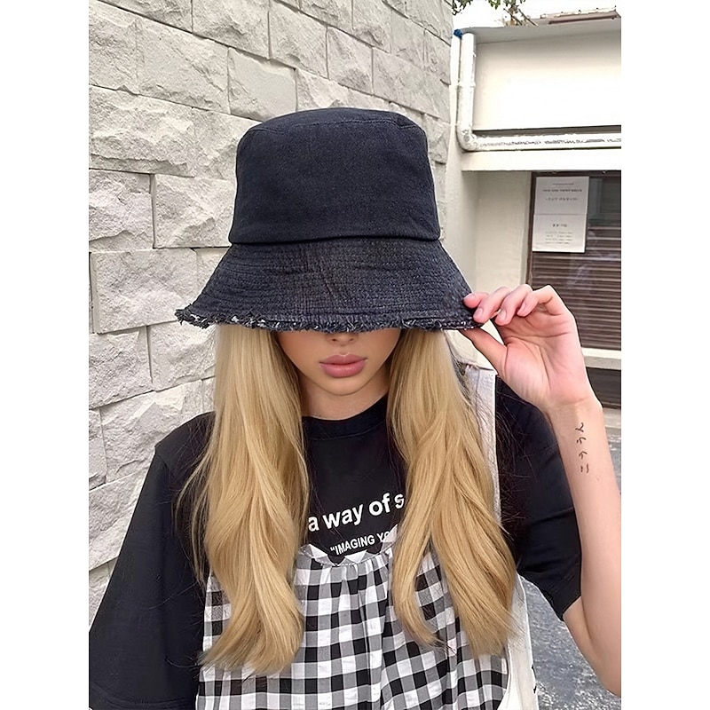 Women's Casual Denim Bucket Hat – Frayed Edge, Soft and Comfortable, Stylish Summer Hat for Daily Wear, Beach and Outdoor Activities4