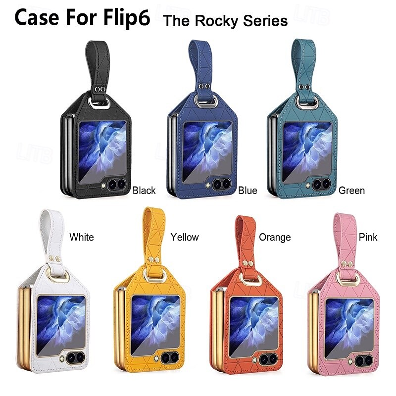 Phone Case For Samsung Galaxy Z Flip 6 Z Flip 5 Z Flip 4 Z Flip 3 Back Cover Shockproof Retro PU Leather