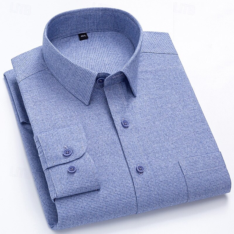 Men's Shirt Dress Shirt Button Up Shirt Plain Wedding Party Red Royal Blue Blue Sky Blue Long Sleeve Lapel Spring Fall Clothing Apparel Front Pocket2