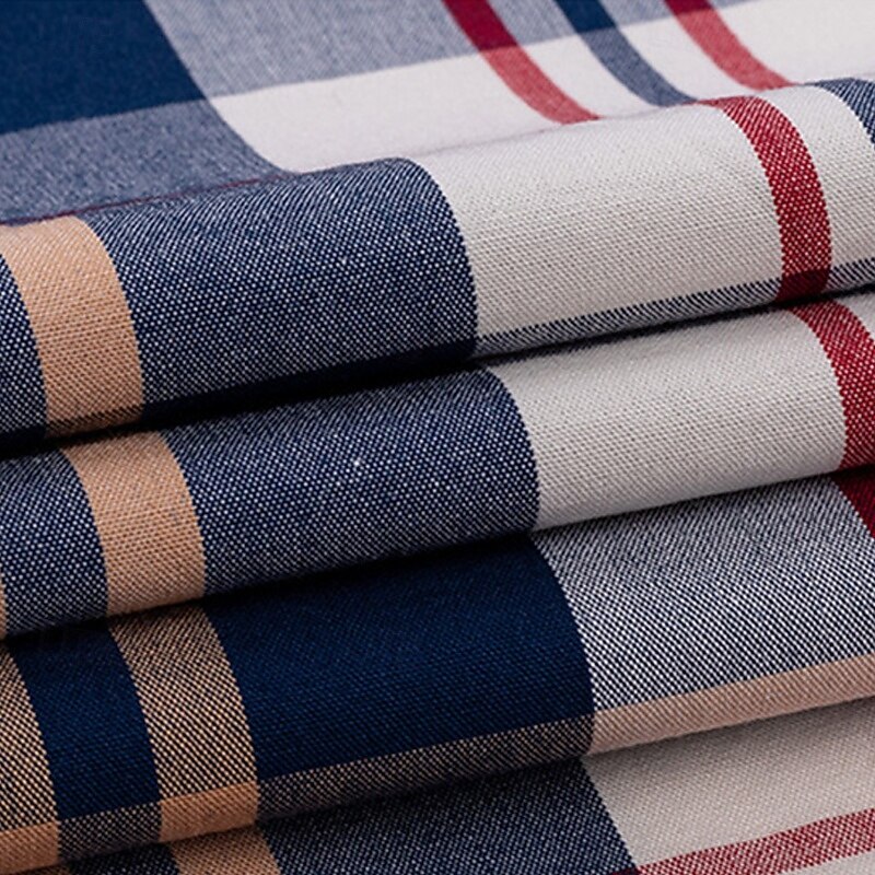 Men's Shirt Summer Shirt Casual Shirt Beach Shirt Button Up Shirt Red Navy Blue Royal Blue Blue Orange Long Sleeve Plaid Lapel Vacation Hawaiian Button-Down Clothing Apparel 100% Cotton Fashion2