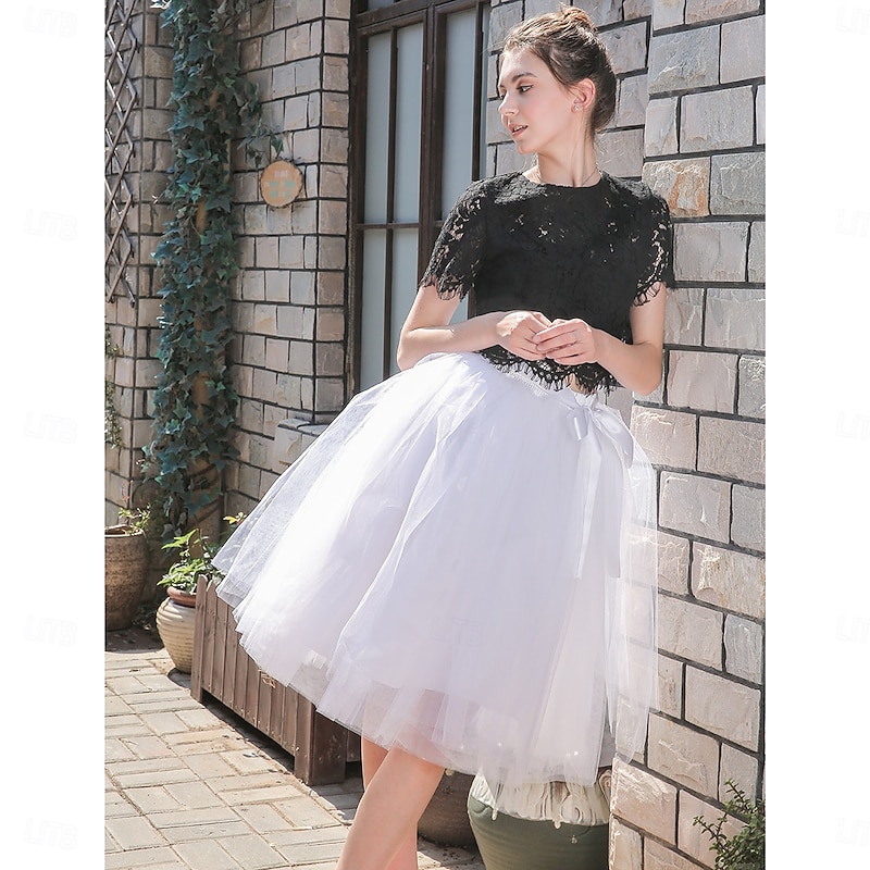 1950s Princess Rockabilly Knee Length Petticoat Hoop Skirt Tutu Under Skirt Solid Color Fancy Dress Women's Carnival Masquerade Party Evening Wear Cocktail Party Tea Party Adults' Skirt3