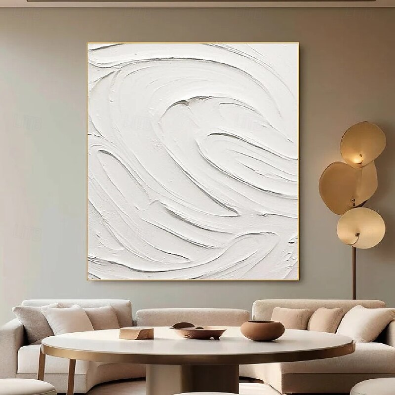 Large hand painted White abstract in huge size oil painting  spure white 3D wall art large abstract painting modern minimalist painting textured abstract oil painting wall art painting4