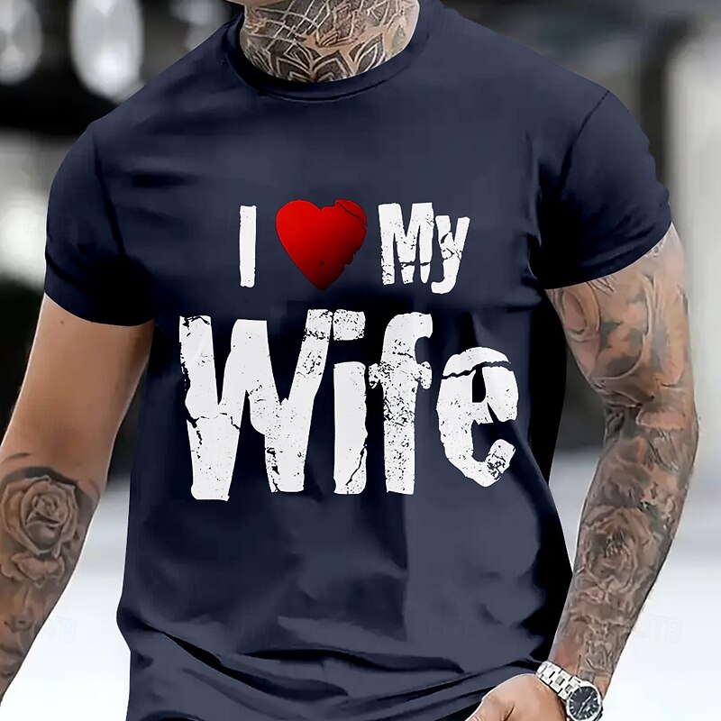 Men's Love Wife T Shirt 100% Cotton Short Sleeve Graphic Shirt Black Army Green Dark Blue Comfortable Tee Vacation Street Fashion Designer Clothing3