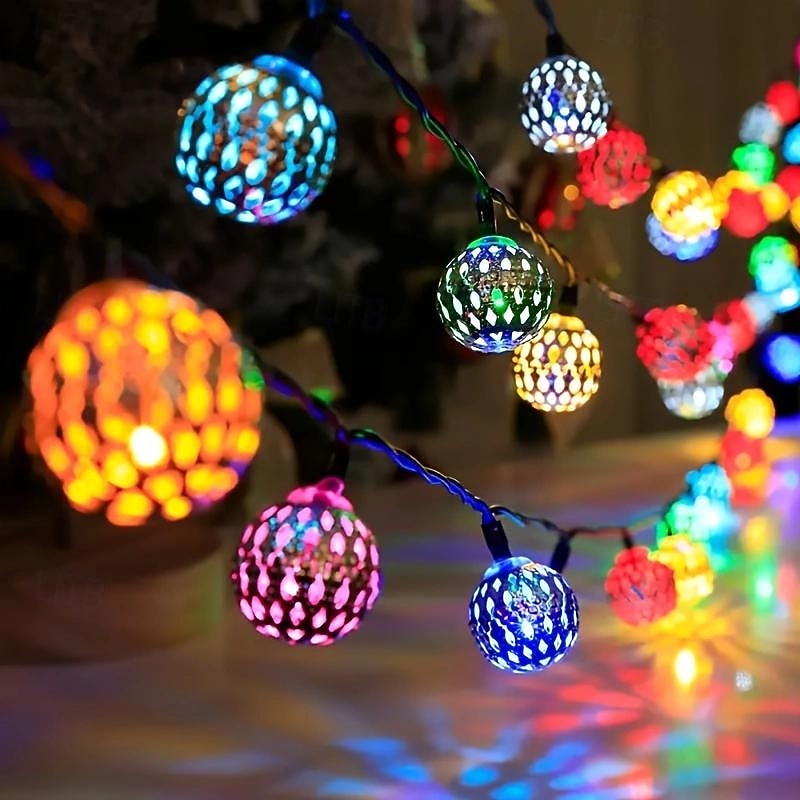 5M-20Leds/6.5M-30Leds Outdoor Solar Moroccan Ball Light String Courtyard Garden Fence Balcony Steps Festival Wedding Atmosphere Decorative Light String