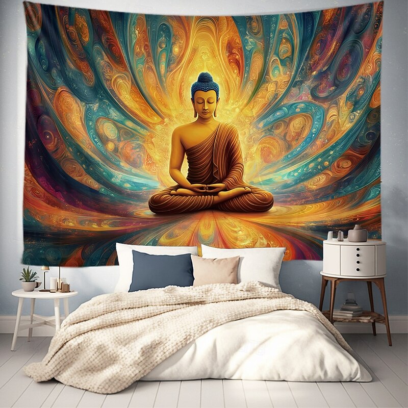 Mandala Bohemian Hanging Tapestry Buddha Wall Art Large Tapestry Mural Decor Photograph Backdrop Blanket Curtain Home Bedroom Living Room Decoration3