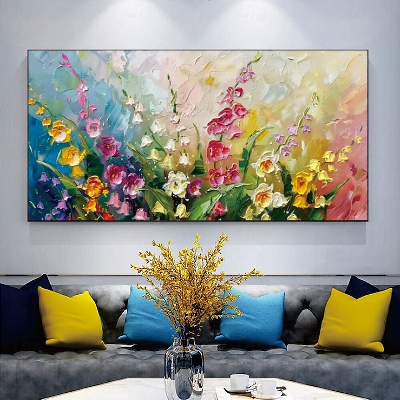 flower oil painting hand painted Wild flowers Painting handmade 3D Texture Blooming Flower Painting Canvas Extra Large Size Flora painting Wall Art Botanical painting Wall Art Decor Rose Art