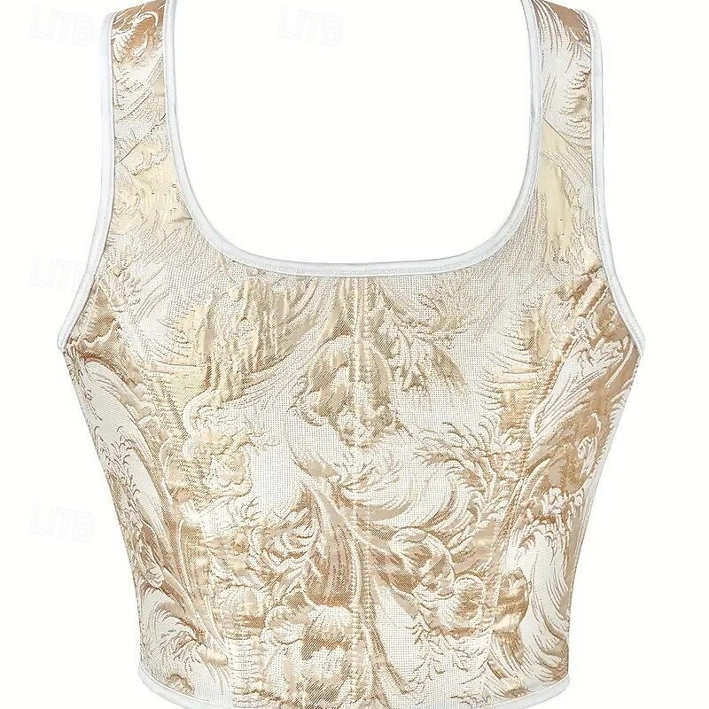 Retro Vintage Medieval Renaissance Corset Vest Bustier 13 Bones Floral Jacquard Fancy Dress Women's Celtic Fantasy Royal Halloween Carnival Party Casual Daily LARP Adults' Corset4