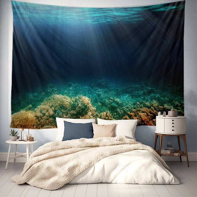 Landscape Blue Ocean Hanging Tapestry Wall Art Large Tapestry Mural Decor Photograph Backdrop Blanket Curtain Home Bedroom Living Room Decoration2