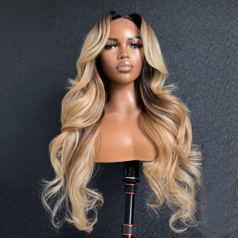 Human Hair 5x5 Closure 13x4 Lace Front Wig Layered Haircut Brazilian Hair Wavy Multi-color Wig 130% 150% Density Ombre Hair Highlighted / Balayage Hair Glueless Pre-Plucked For Women Long Human Hair4