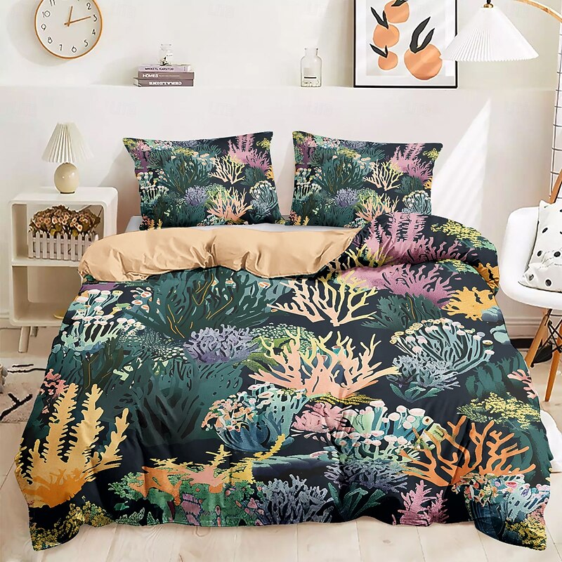 Tropical Plants Pattern Duvet Cover Set Set Soft 3-Piece Luxury Cotton Bedding Set Home Decor Gift Twin Full King Queen Size Duvet Cover3