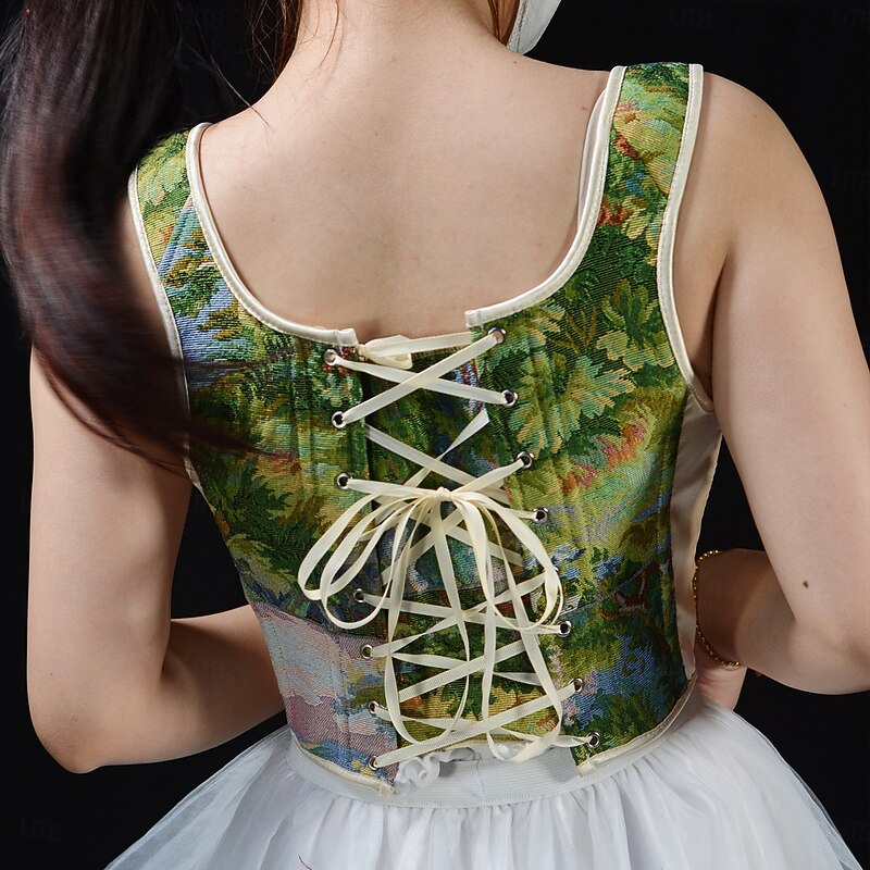 Retro Vintage Medieval Renaissance Corset Vest Bustier Jacquard Oil Painting Fancy Dress Women's Celtic Fantasy Royal Halloween Carnival Party Casual Daily LARP Adults' Corset3