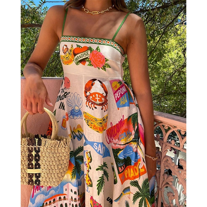 Women's Long Dress Maxi Dress Casual Dress Summer Dress Slip Dress Fashion Outdoor Holiday Date Regular Fit Tree Sleeveless Spaghetti Strap Green Summer Spring3